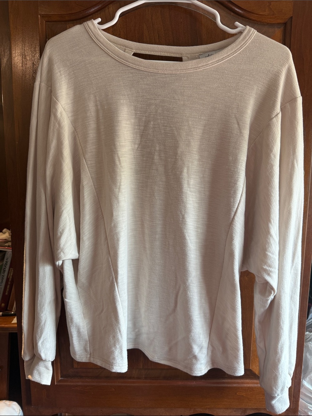 white birch Relaxed Crewneck Oversized Pullover in Light Tan